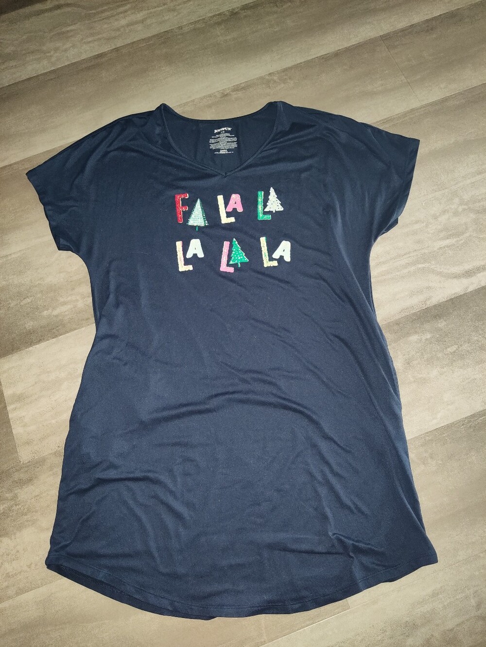 Joyspun Fa La La Christmas Nightgown Sleep Shirt With Pockets S-M